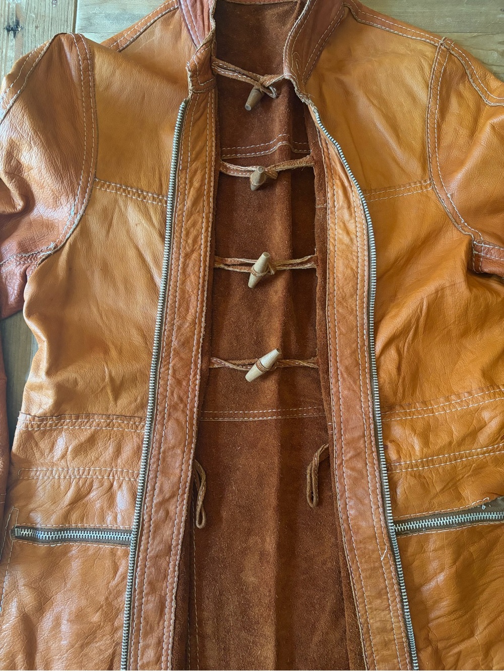 70s cognac leather jacket
